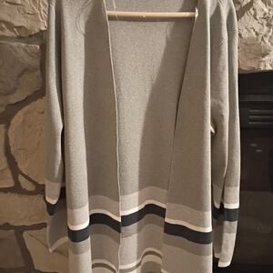 Apt. 9 Women's Gray and Black Striped Cardigan